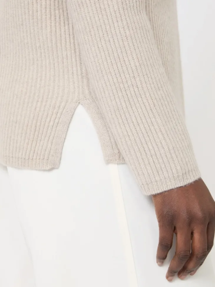 Ribbed cashmere jumper - BEIGE