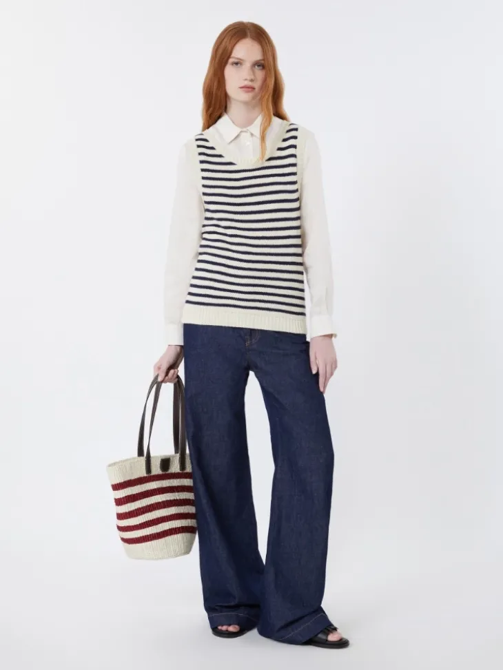 Ribbed cotton yarn jumper - NAVY