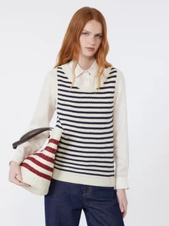 Ribbed cotton yarn jumper - NAVY