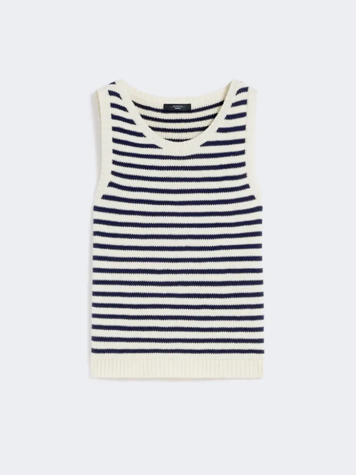 Ribbed cotton yarn jumper - NAVY
