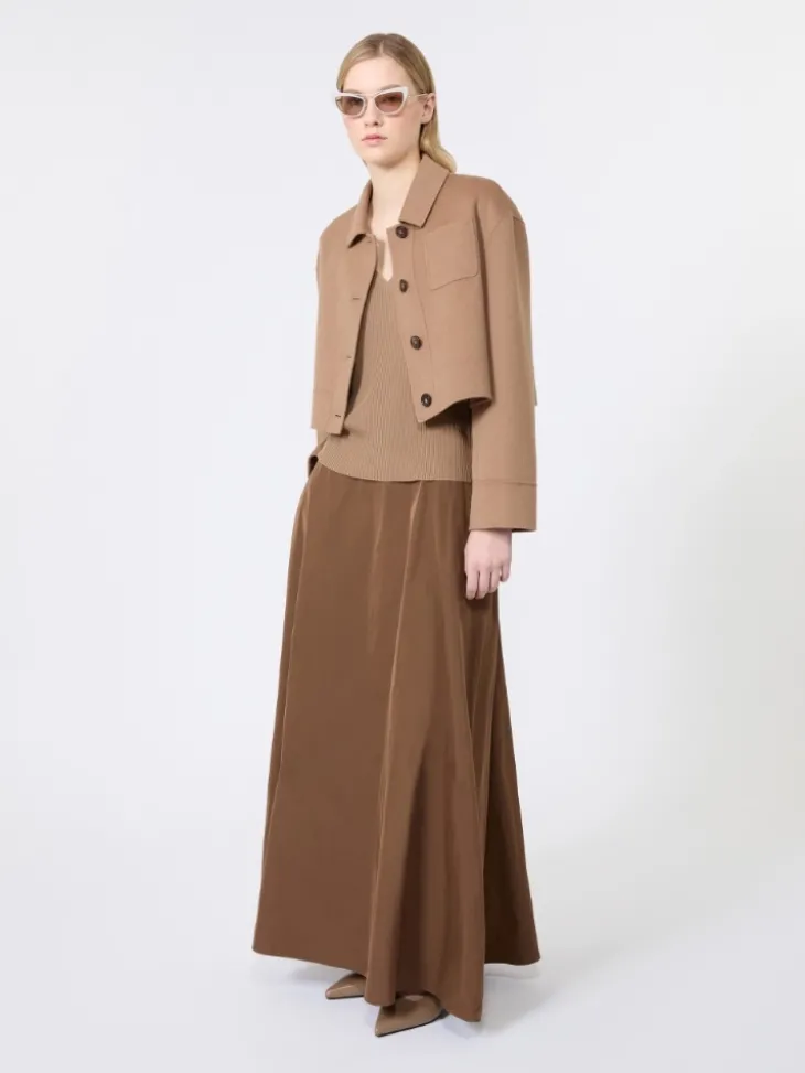 Ribbed woollen yarn gilet - CAMEL