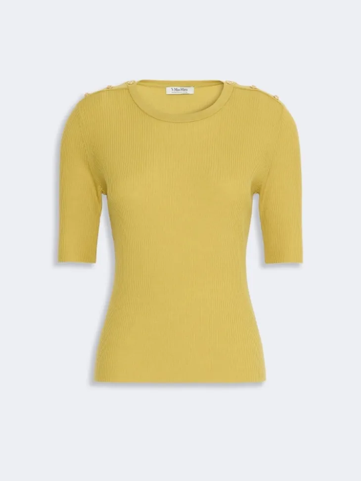 Ribbed woollen yarn jumper - YELLOW