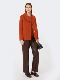 Ribbed woollen yarn jumper - ORANGE