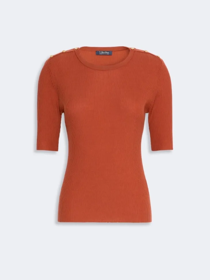 Ribbed woollen yarn jumper - ORANGE