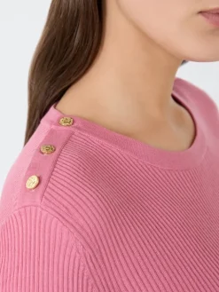 Ribbed woollen yarn jumper - PINK