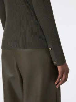 Ribbed woollen yarn jumper - KAKI