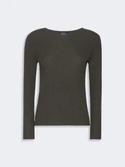 Ribbed woollen yarn jumper - KAKI