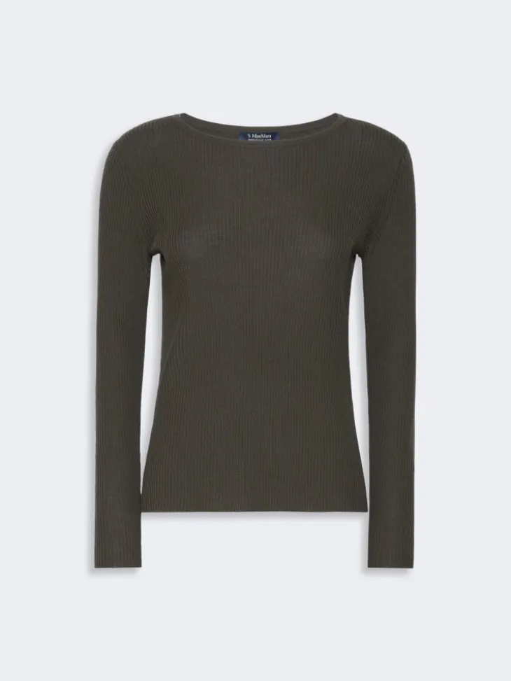 Ribbed woollen yarn jumper - KAKI