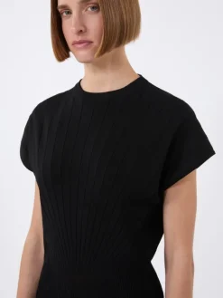 Rib-knit viscose sweater - BLACK