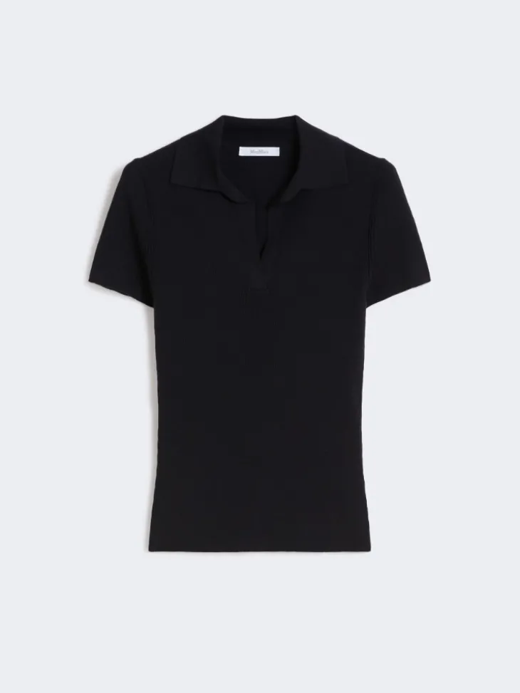 Rib-knit wool polo shirt - ULTRAMARINE