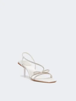Satin and rhinestone sandals - IVORY