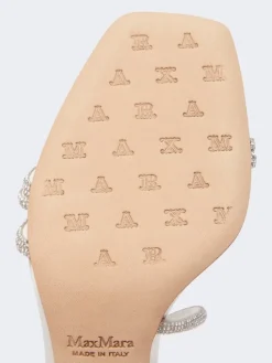 Satin and rhinestone sandals - IVORY
