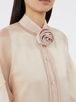 Satin flower brooch - PINK