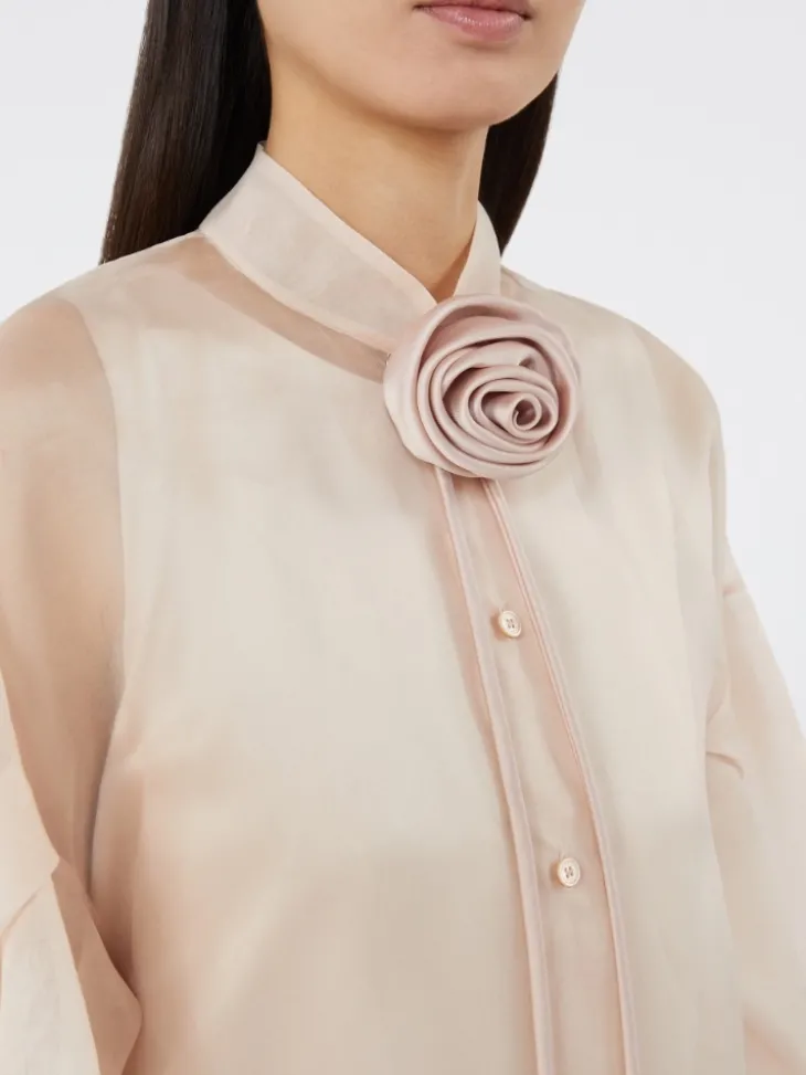Satin flower brooch - PINK