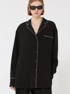 Satin overshirt - BLACK