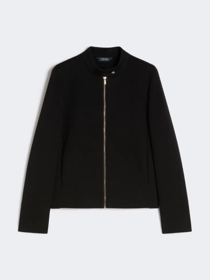 Scuba jersey biker jacket - BLACK