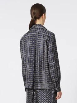 Semi-fitted printed silk shirt - ULTRAMARINE