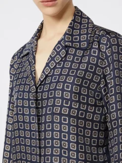 Semi-fitted printed silk shirt - ULTRAMARINE