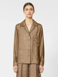 Semi-fitted printed silk shirt - MUD
