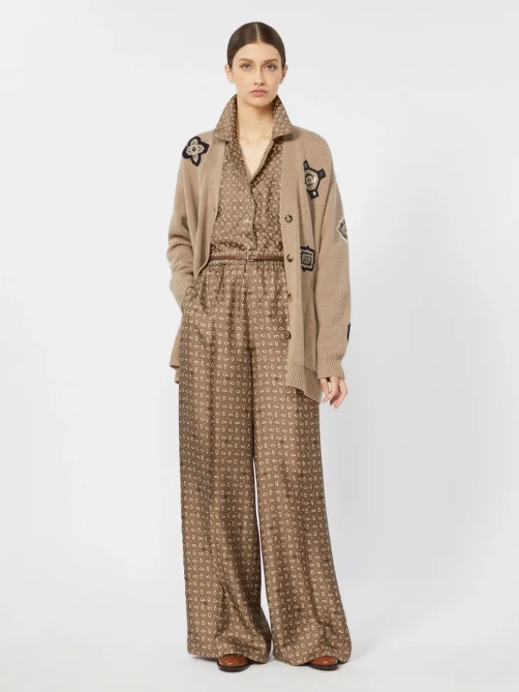 Semi-fitted printed silk shirt - MUD
