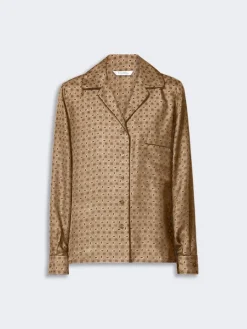 Semi-fitted printed silk shirt - MUD