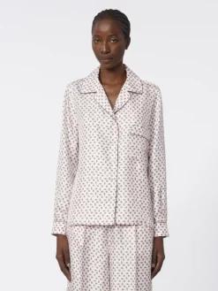 Semi-fitted printed silk shirt - PINK
