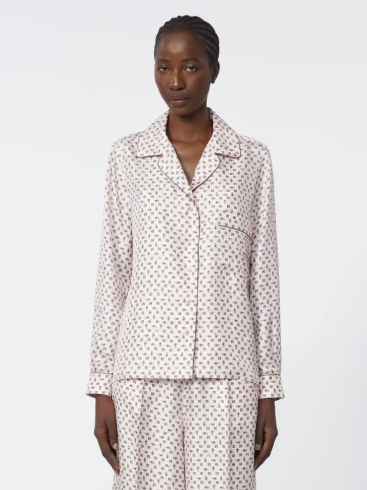 Semi-fitted printed silk shirt - PINK