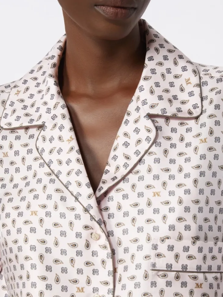 Semi-fitted printed silk shirt - PINK