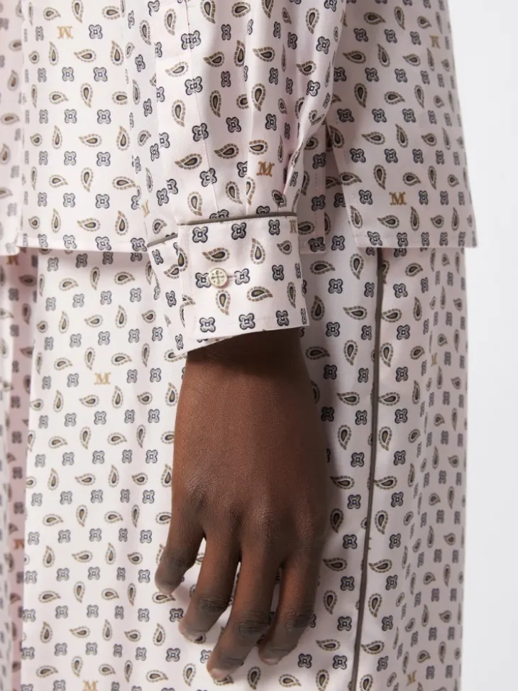 Semi-fitted printed silk shirt - PINK