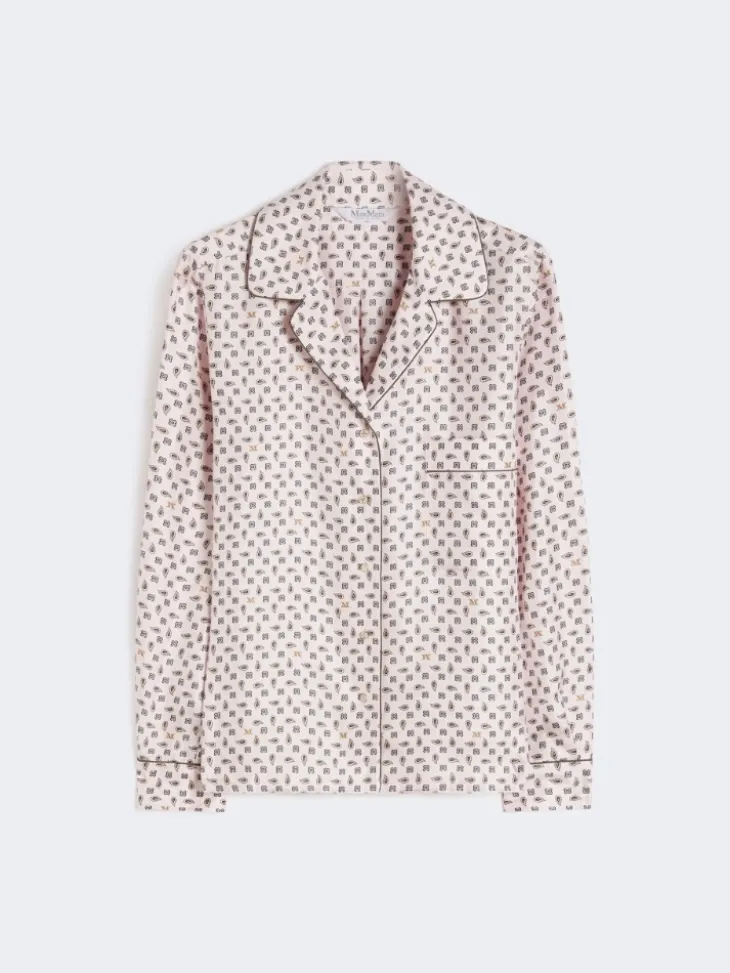 Semi-fitted printed silk shirt - PINK