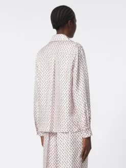 Semi-fitted printed silk shirt - PINK