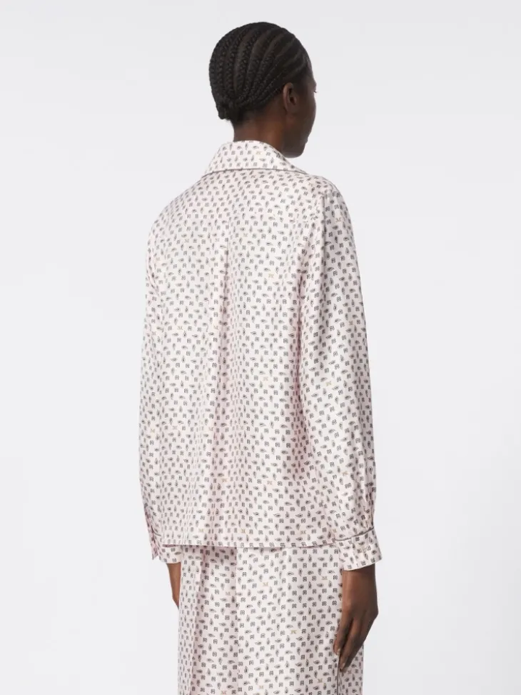Semi-fitted printed silk shirt - PINK