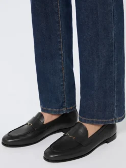 Semi-glossy leather moccasins - BLACK