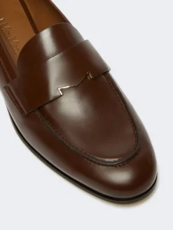 Semi-glossy leather moccasins - COCOA