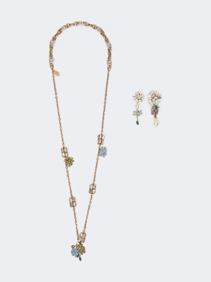 Set with flower and crystal details - GOLD