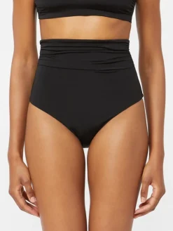 Shiny jersey culotte-style bikini bottoms - BLACK