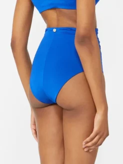 Shiny jersey culotte-style bikini bottoms - CORNFLOWER BLUE