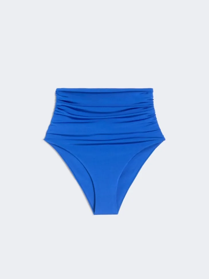 Shiny jersey culotte-style bikini bottoms - CORNFLOWER BLUE