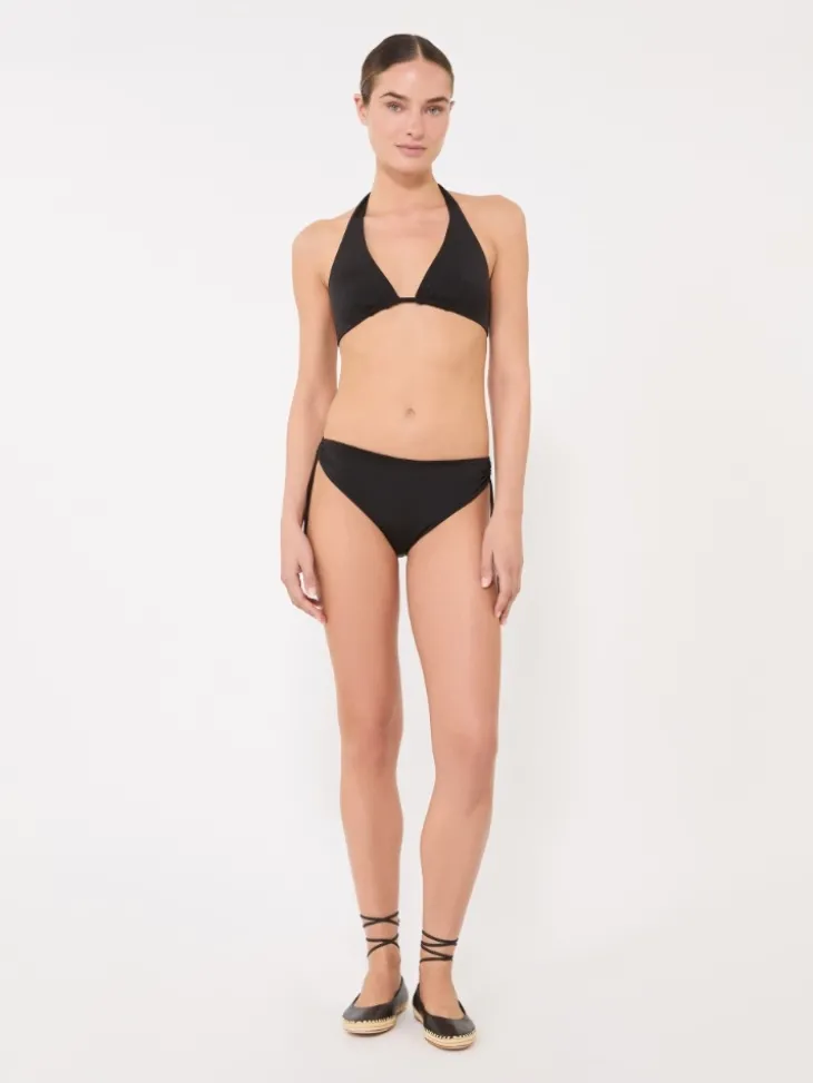 Shiny jersey triangle bikini top - BLACK