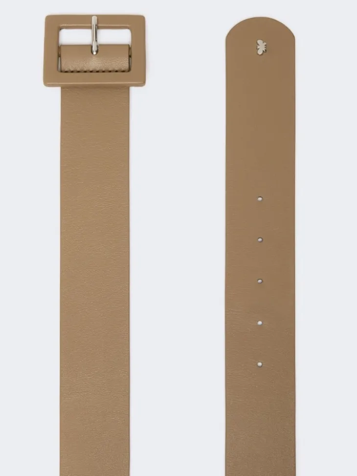 Shiny Nappa leather belt - TURTLEDOVE