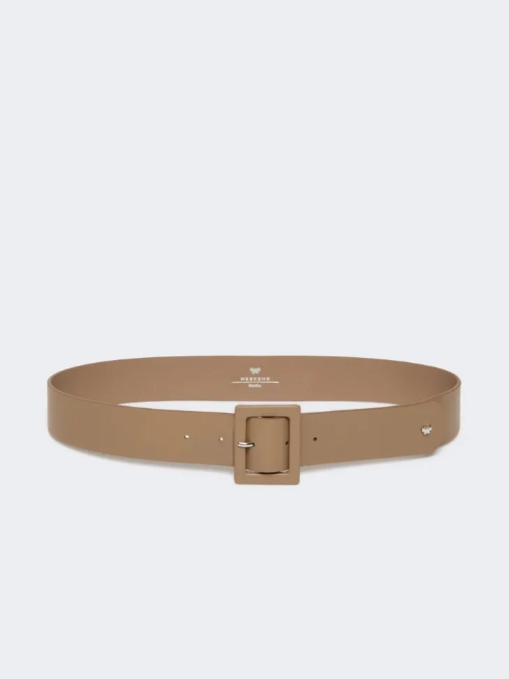 Shiny Nappa leather belt - TURTLEDOVE
