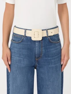 Shiny Nappa leather belt - IVORY
