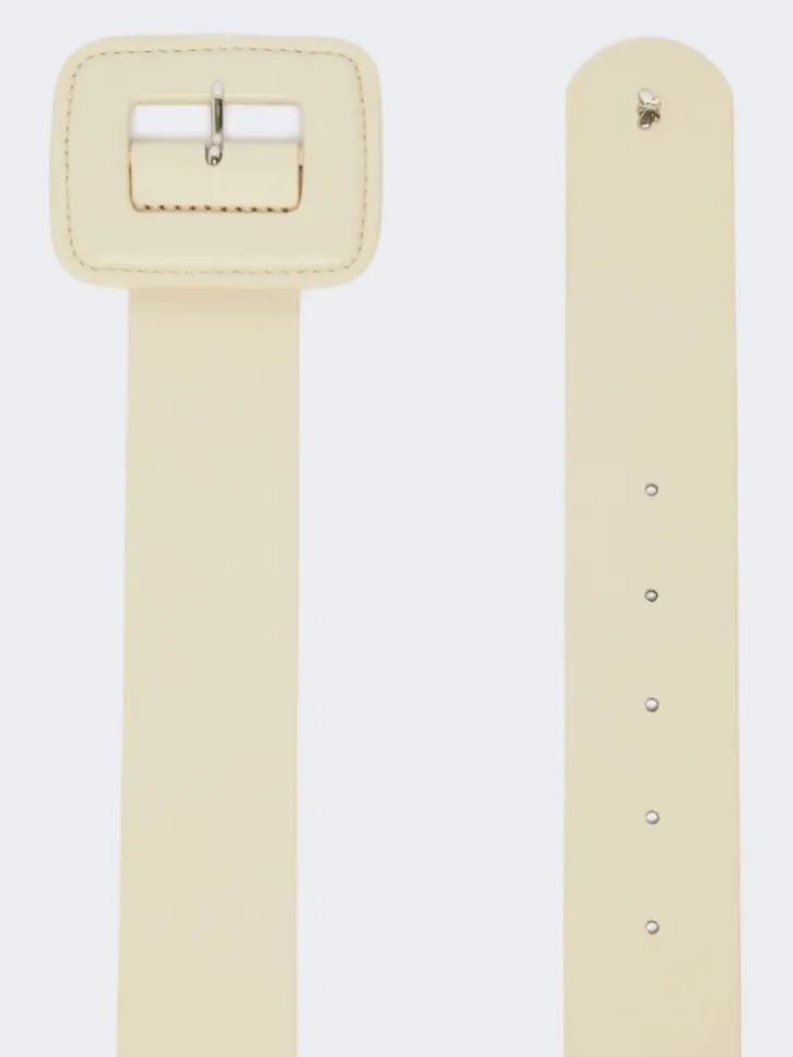 Shiny Nappa leather belt - IVORY