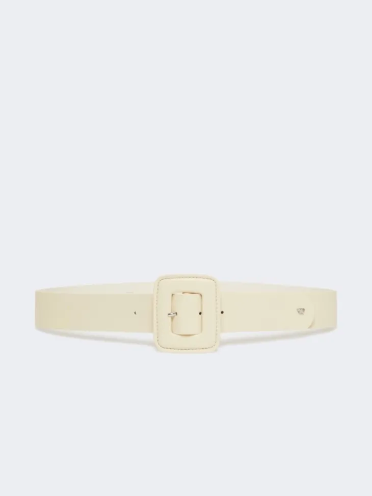 Shiny Nappa leather belt - IVORY