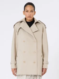 Short cotton duster coat - SAND