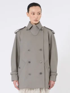Short cotton duster coat - MEDIUM GREY