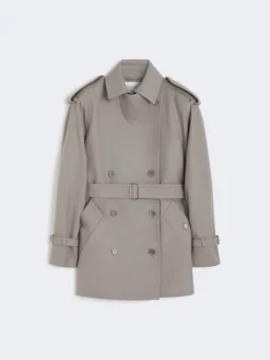 Short cotton duster coat - MEDIUM GREY