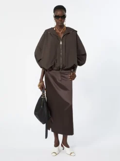 Short crinkled fabric raincoat - DARK BROWN