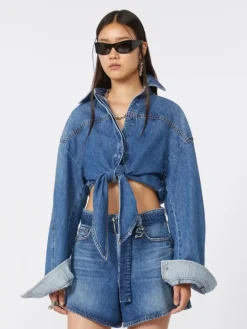 Short denim shirt - MIDNIGHTBLUE