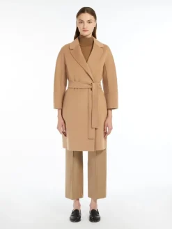 Short double-faced wool coat - CAMEL